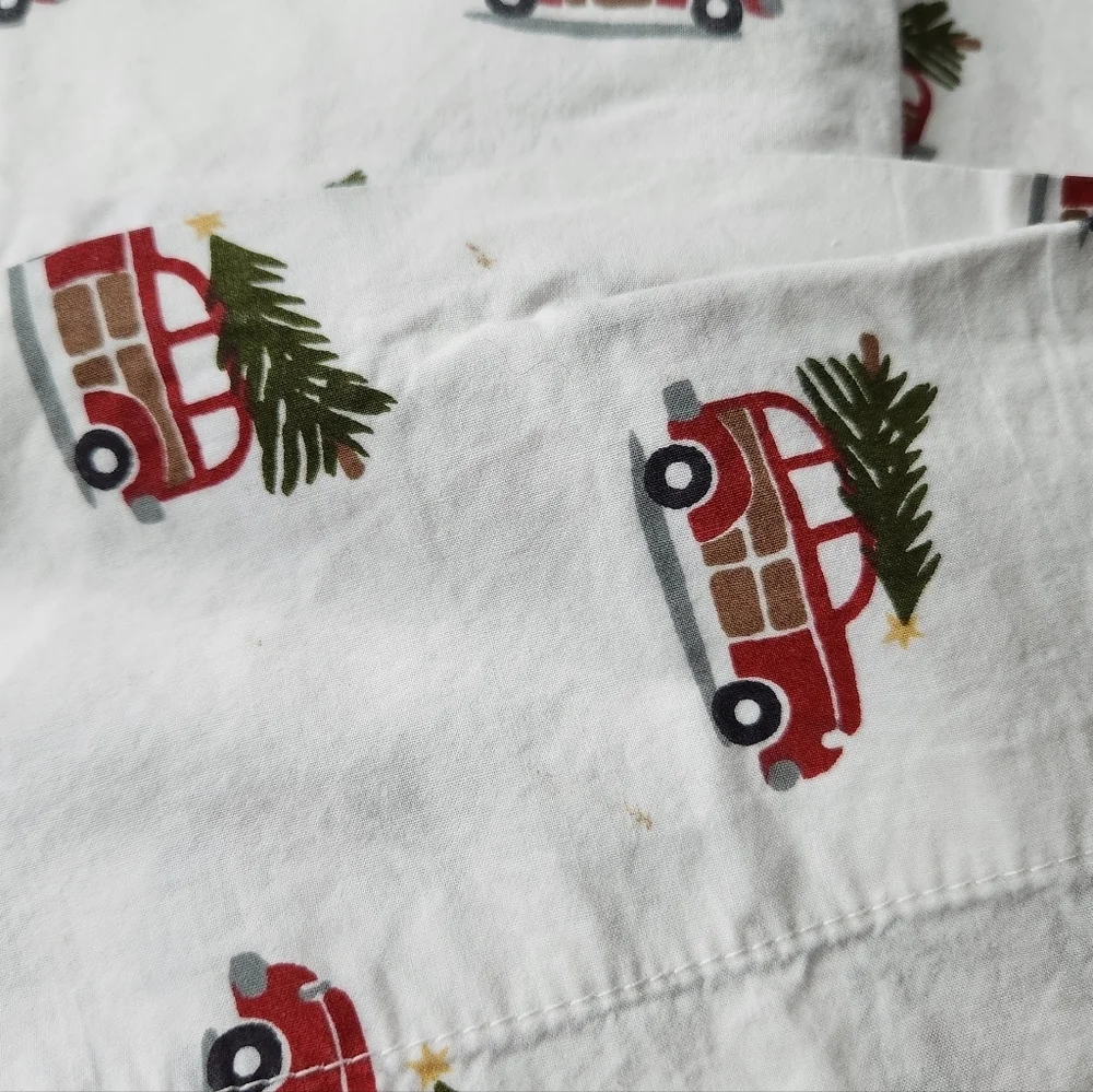 Pottery Barn Woody Car Cotton XL Twin Sheet Set Christmas Holiday